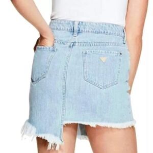 Guess Stella Asymmetrical Frayed Hem Denim Skirt Womens 6 EUC